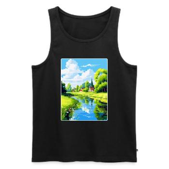 Spreewald Allemagne Affiche de voyage vintage souvenir - Débardeur bio Premium Homme - noir - Devant - Michal (187cm)
