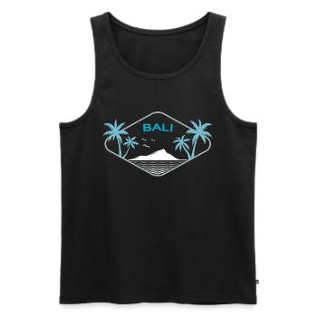 Souvenir rétro de l’écusson de Bali Palm Island à Ubud - Débardeur bio Premium Homme - noir - Devant - Michal (187cm)