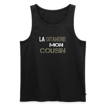 La gitanerie mon cousin - Débardeur bio Premium Homme - noir - Devant - Michal (187cm)