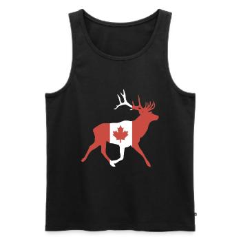 Cerf avec drapeau canadien - Débardeur bio Premium Homme - noir - Devant - Michal (187cm)