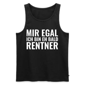 Mir egal ich bin eh bald Rentner - Männer Premium Bio Tank Top - Schwarz - Vorne - Michal (187cm)