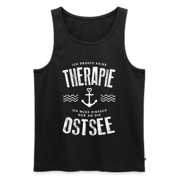 Ich brauch keine Therapie ich muss an die Ostsee - Männer Premium Bio Tank Top - Schwarz - Vorne - Michal (187cm)