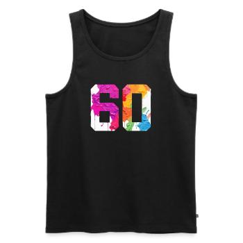 FARBIG NUMMER 60 BUNT 60. GEBURTSTAG - Männer Premium Bio Tank Top - Schwarz - Vorne - Michal (187cm)