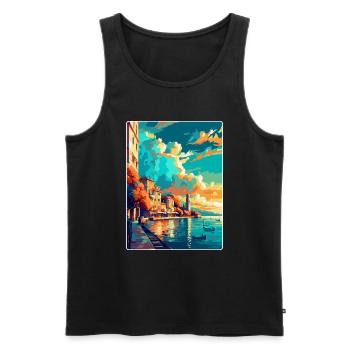 Thessalonique Grèce Affiche de voyage vintage souvenir - Débardeur bio Premium Homme - noir - Devant - Michal (187cm)
