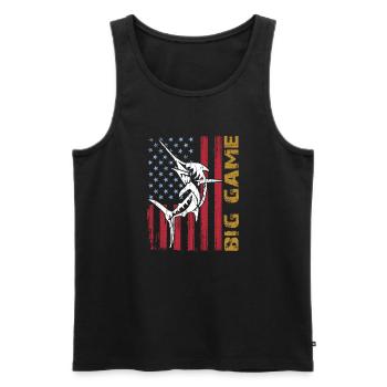 Springender Marlin mit US Flagge Hochseefischen - Männer Premium Bio Tank Top - Schwarz - Vorne - Michal (187cm)