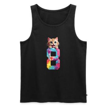 8 JAHRE KATZE 8. GEBURTSTAG - Männer Premium Bio Tank Top - Schwarz - Vorne - Michal (187cm)