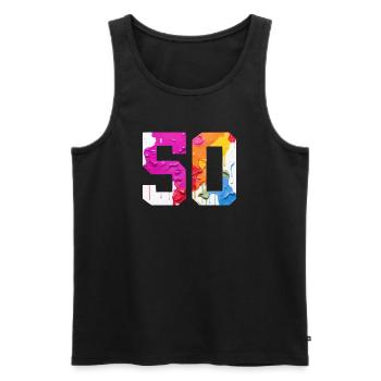 FARBIG NUMMER 50 BUNT 50. GEBURTSTAG - Männer Premium Bio Tank Top - Schwarz - Vorne - Michal (187cm)