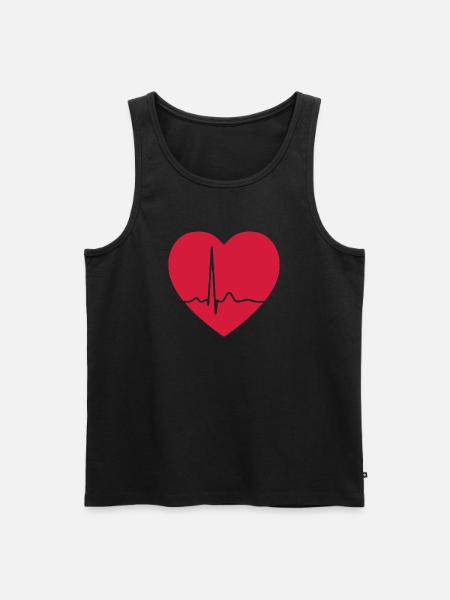 Heartbeat ECG Line Medical Pulse Wave Icon Vector - Men's Premium Organic Tank Top - black