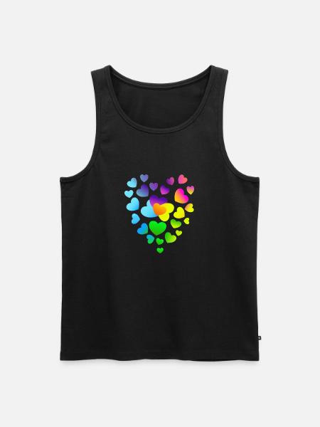 Herz Herzen bunte Herzen - Männer Premium Bio Tank Top - Schwarz