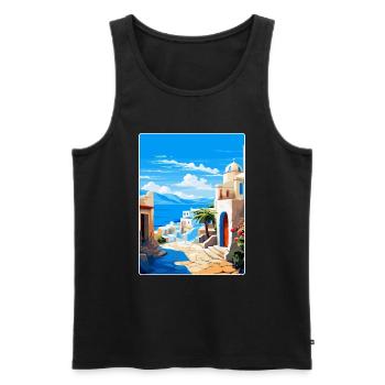 Kos Griechenland Vintage Reise Poster Souvenir Souvenir - Männer Premium Bio Tank Top - Schwarz - Vorne - Michal (187cm)