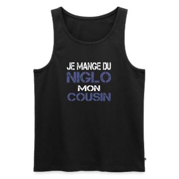 Je mange du Niglo - Débardeur bio Premium Homme - noir - Devant - Michal (187cm)