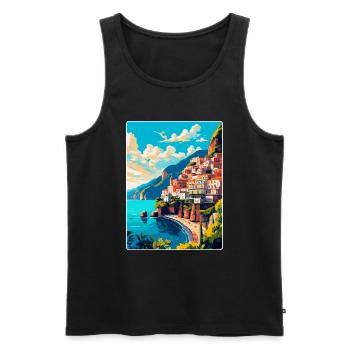 Amalfi Italien Vintage Reiseposter WPA Souvenir - Männer Premium Bio Tank Top - Schwarz - Vorne - Michal (187cm)