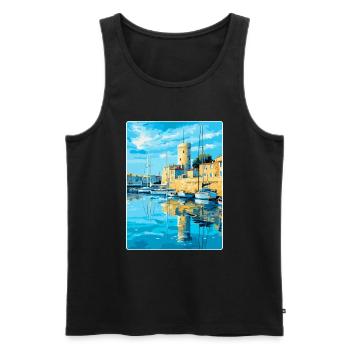 La Rochelle Frankreich Vintage Reiseplakat Souvenir - Männer Premium Bio Tank Top - Schwarz - Vorne - Michal (187cm)