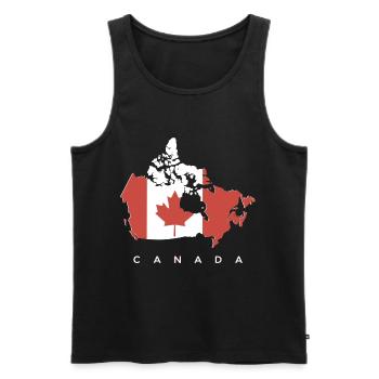 Silhouette du Canada avec feuille d’érable - Débardeur bio Premium Homme - noir - Devant - Michal (187cm)