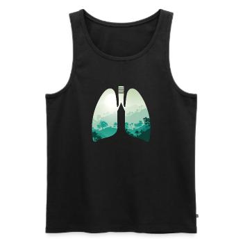 Nature verte forêt paysage poumon - Débardeur bio Premium Homme - noir - Devant - Michal (187cm)