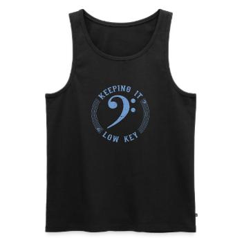 Bass Clef Blue - Symbole Musical Vintage - Débardeur bio Premium Homme - noir - Devant - Michal (187cm)