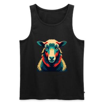 Schaf Cartoon Figur Buntes Haustier Tier - Männer Premium Bio Tank Top - Schwarz - Vorne - Michal (187cm)
