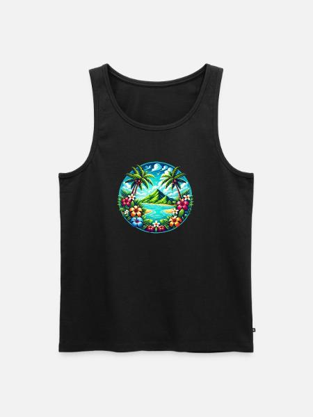 Caribbean Island Logo - Men's Premium Organic Tank Top - black