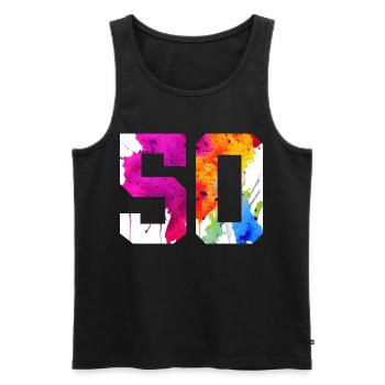 NUMMER 50 JAHRE ALT 50. GEBURTSTAG - Männer Premium Bio Tank Top - Schwarz - Vorne - Michal (187cm)