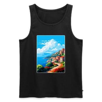 Elba Italien Vintage Reiseplakat Souvenir Souvenir - Männer Premium Bio Tank Top - Schwarz - Vorne - Michal (187cm)