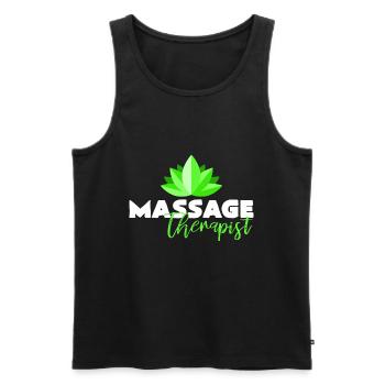 massage - Men's Premium Organic Tank Top - black - Front - Michal (187cm)
