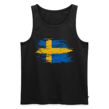Drapeau de la Suède utilisé - Débardeur bio Premium Homme - noir - Devant - Michal (187cm)