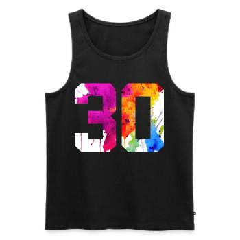 NUMMER 30 JAHRE ALT 30. GEBURTSTAG - Männer Premium Bio Tank Top - Schwarz - Vorne - Michal (187cm)