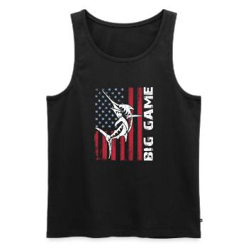 Springender Marlin mit US Flagge Hochseefischen - Männer Premium Bio Tank Top - Schwarz - Vorne - Michal (187cm)
