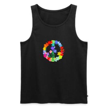 Hippi Blumenkranz Frieden und Liebe - Männer Premium Bio Tank Top - Schwarz - Vorne - Michal (187cm)