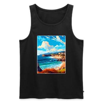 Cantabrie Espagne Affiche de voyage vintage Souvenir WPA - Débardeur bio Premium Homme - noir - Devant - Michal (187cm)