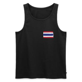 Drapeau de la Thaïlande look utilisé - Débardeur bio Premium Homme - noir - Devant - Michal (187cm)