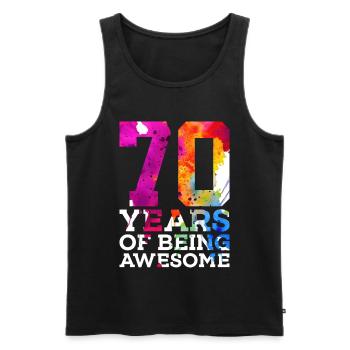 70 YEARS OF BEING AWESOME 70. GEBURTSTAG - Männer Premium Bio Tank Top - Schwarz - Vorne - Michal (187cm)