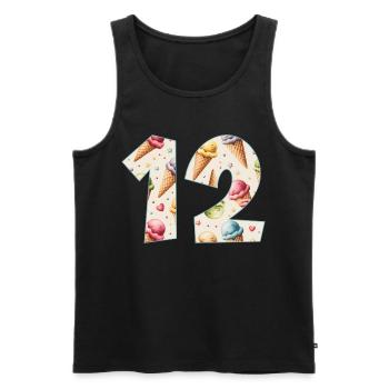 GLACE NUMÉRO 12 ANS CRÈME GLACÉE 12E ANNIVERSAIRE - Débardeur bio Premium Homme - noir - Devant - Michal (187cm)