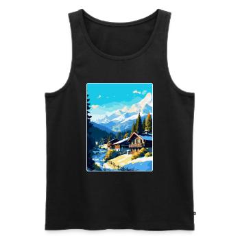 Megève France Affiche de voyage vintage WPA Souvenir - Débardeur bio Premium Homme - noir - Devant - Michal (187cm)