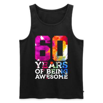 60 YEARS OF BEING AWESOME 60. GEBURTSTAG - Männer Premium Bio Tank Top - Schwarz - Vorne - Michal (187cm)