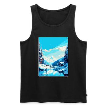 Val D Isère France Affiche de voyage vintage souvenir - Débardeur bio Premium Homme - noir - Devant - Michal (187cm)