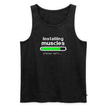 Aufbau von Muskeln - Männer Premium Bio Tank Top - Schwarz - Vorne - Michal (187cm)