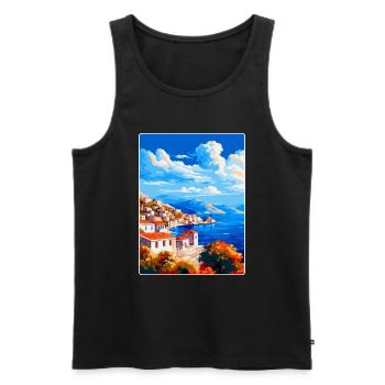 Hydra Greece Vintage Travel Poster WPA Souvenir - Men's Premium Organic Tank Top - black - Front - Michal (187cm)