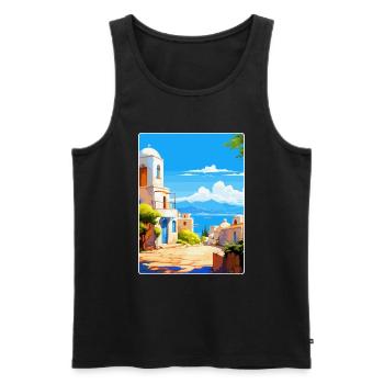 Kos Griechenland Vintage Reise Poster Souvenir Souvenir - Männer Premium Bio Tank Top - Schwarz - Vorne - Michal (187cm)
