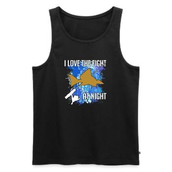 Waller Welssilhouette Angelrute und Farbkleckse - Männer Premium Bio Tank Top - Schwarz - Vorne - Michal (187cm)