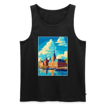 Helsingborg Schweden Vintage Reiseplakat Souvenir - Männer Premium Bio Tank Top - Schwarz - Vorne - Michal (187cm)