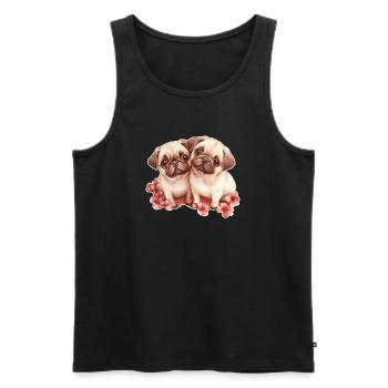 Mops - Männer Premium Bio Tank Top - Schwarz - Vorne - Michal (187cm)
