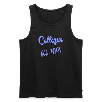 COLLEGUE. DEPART. RETRAITE. EMPLOI. HUMOUR - Débardeur bio Premium Homme - noir - Devant - Michal (187cm)