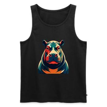 Nilpferd Cartoon Figur Buntes Haustier Tier - Männer Premium Bio Tank Top - Schwarz - Vorne - Michal (187cm)