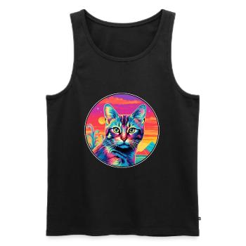 Pixie Bob Katzenrasse Aquarell Cartoon Kawaii Haustier - Männer Premium Bio Tank Top - Schwarz - Vorne - Michal (187cm)
