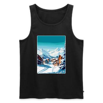 Val Thorens Frankreich Vintage Reiseplakat Souvenir - Männer Premium Bio Tank Top - Schwarz - Vorne - Michal (187cm)