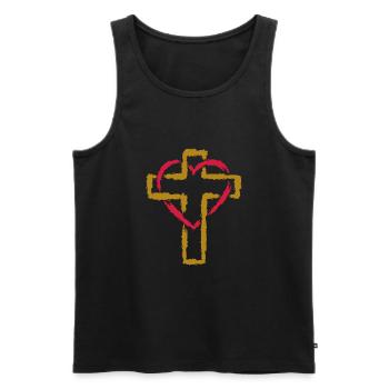 Kreuz Symbol Christentum Herz Liebe - Männer Premium Bio Tank Top - Schwarz - Vorne - Michal (187cm)