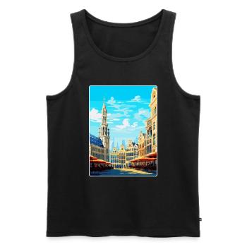 Brüssel Belgien Vintage Reiseplakat Souvenir - Männer Premium Bio Tank Top - Schwarz - Vorne - Michal (187cm)