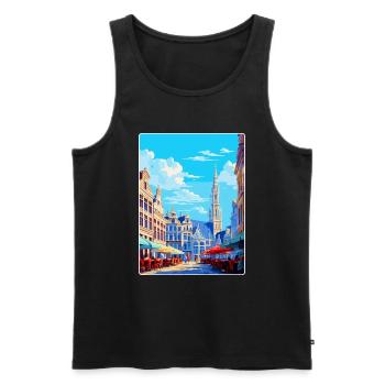 Brüssel Belgien Vintage Reiseplakat Souvenir - Männer Premium Bio Tank Top - Schwarz - Vorne - Michal (187cm)
