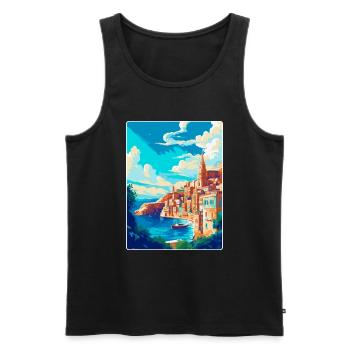 La Valette Malte Affiche de voyage vintage Souvenir WPA - Débardeur bio Premium Homme - noir - Devant - Michal (187cm)
